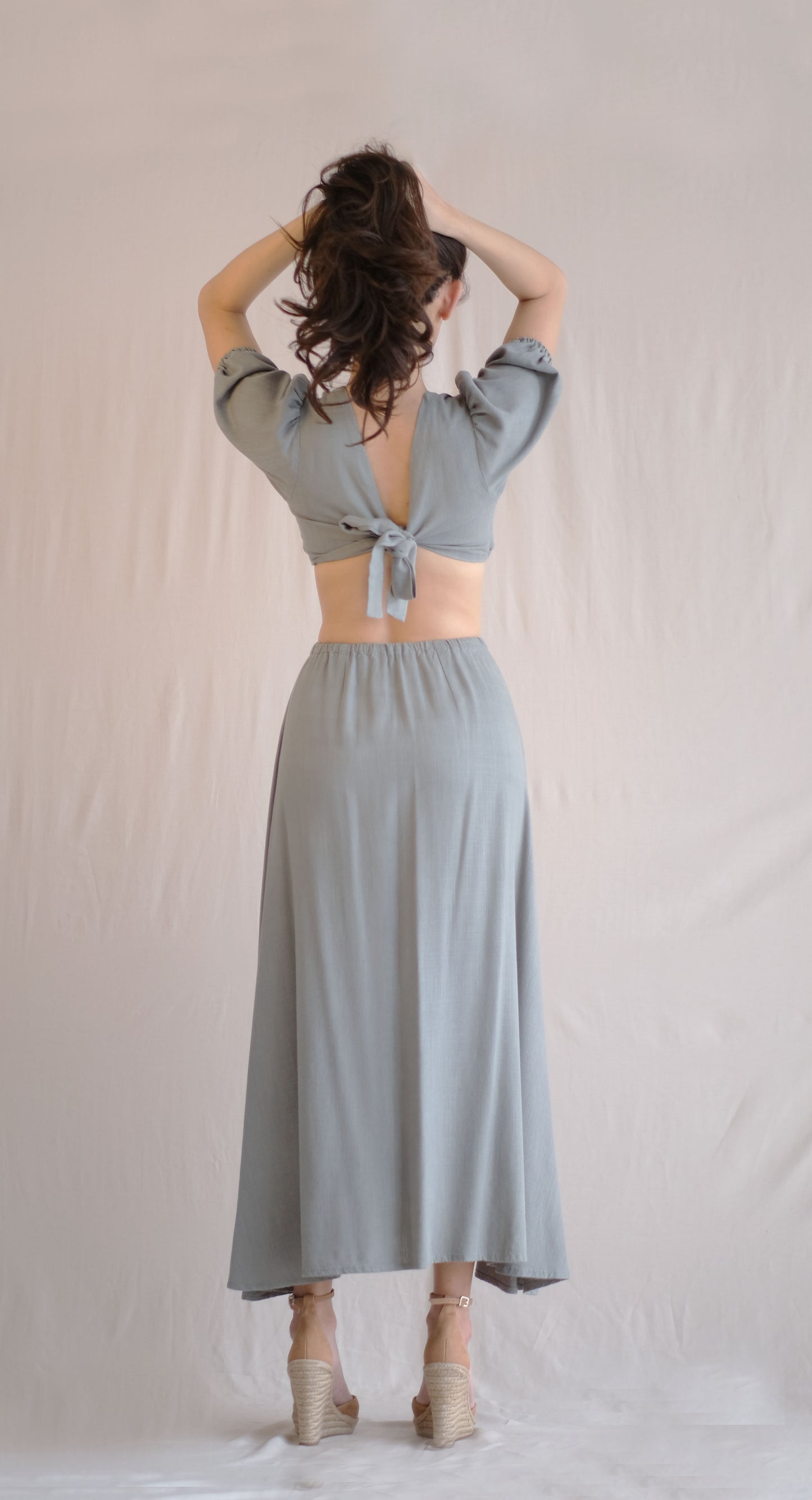 Naila Cut Out Dress- Green Grey