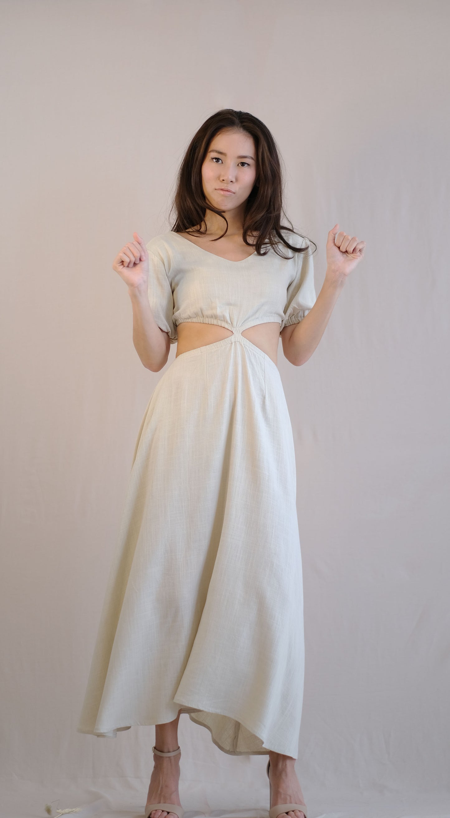 Naila Cut Out Dress - Beige