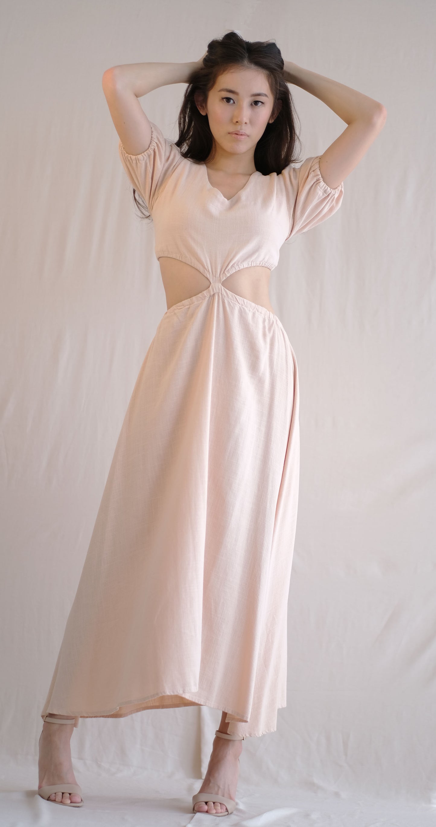 Naila Cut Out Dress - Peach