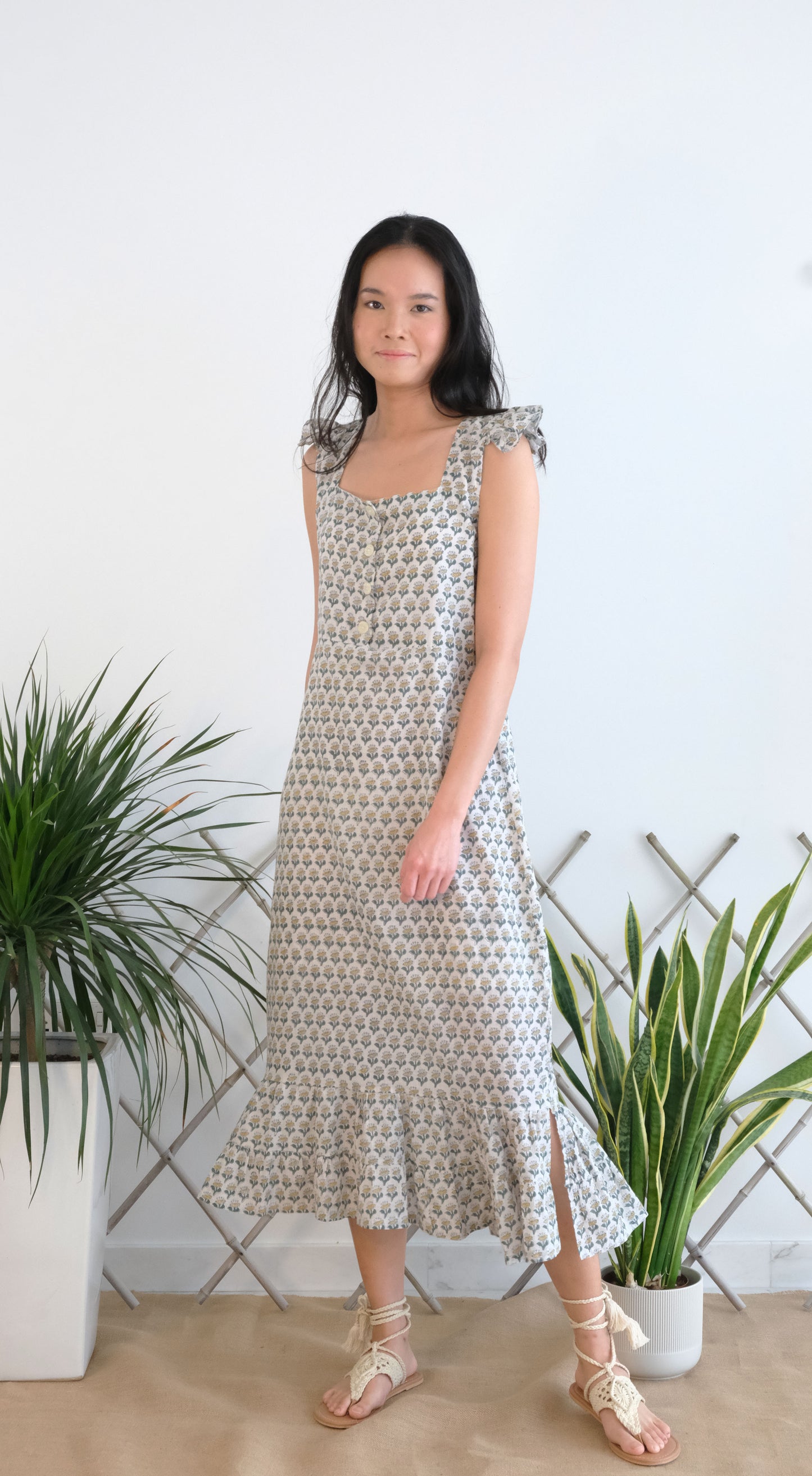 Lila Dress - Green Butti