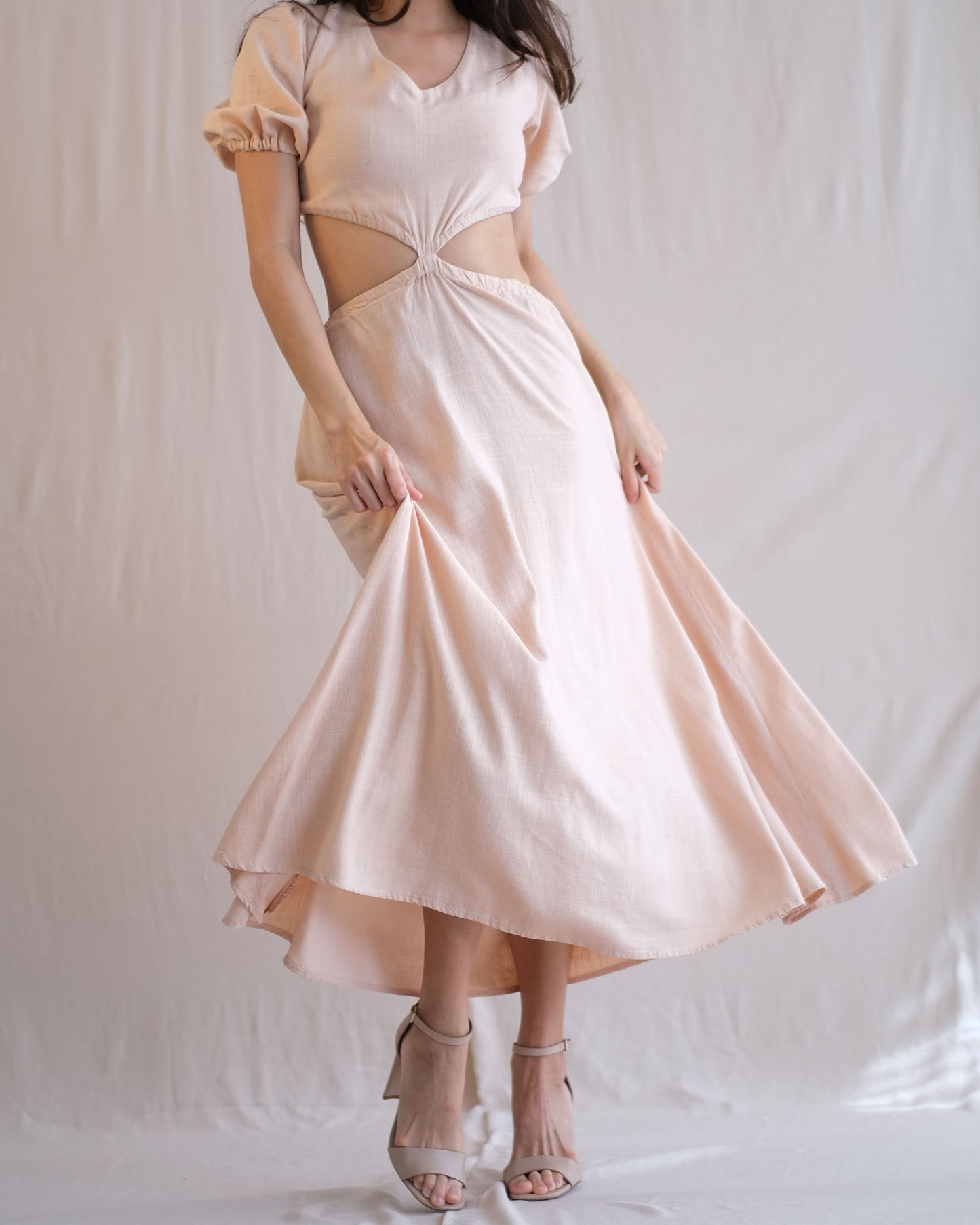 Naila Cut Out Dress - Peach