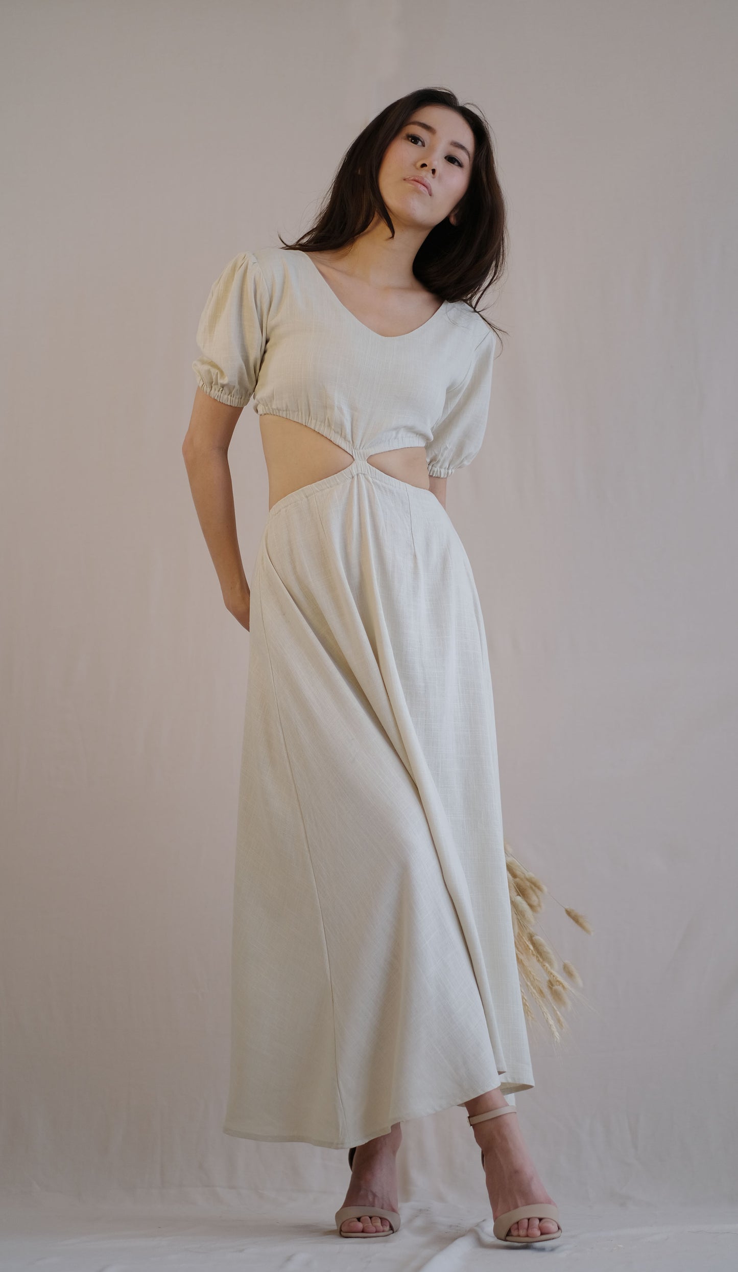 Naila Cut Out Dress - Beige