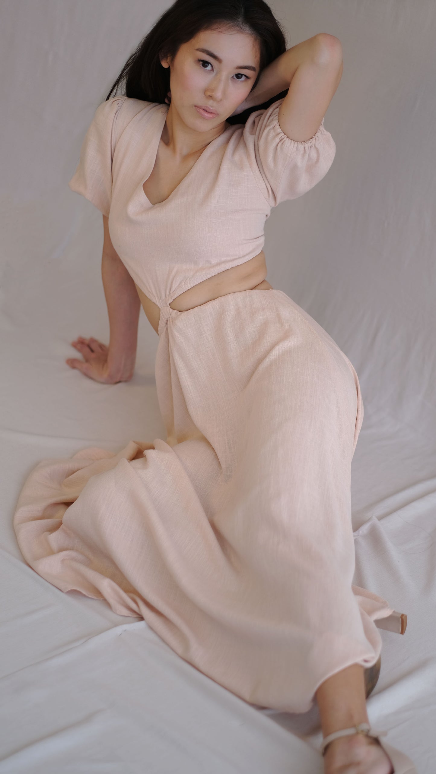 Naila Cut Out Dress - Peach