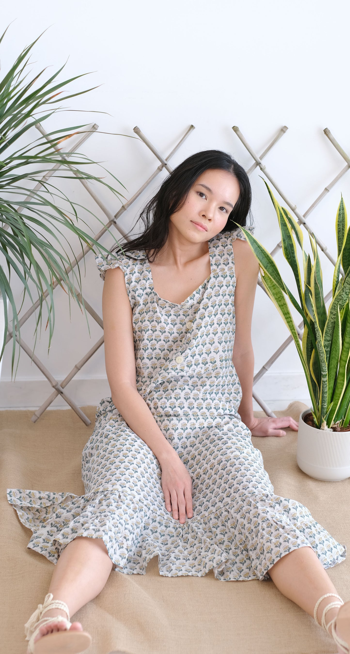 Lila Dress - Green Butti