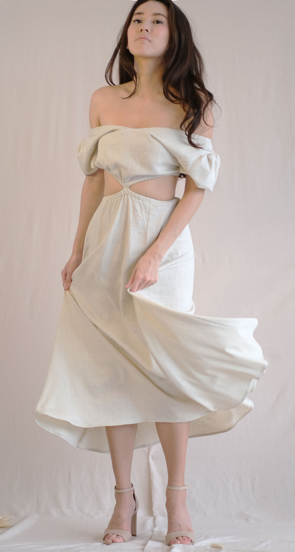 Naila Cut Out Dress - Beige Djima Naila Cut Out Dress - Beige Djima